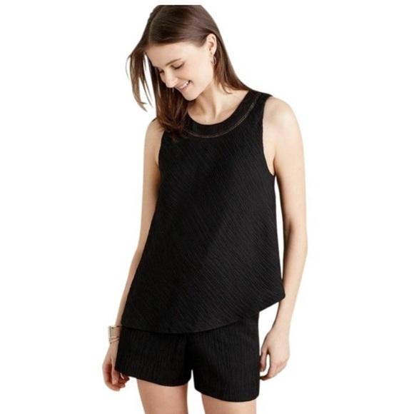 Anthropologie Elevenses Santa Ana Tiered Bodice crinkle stretch romper jumpsuit - Picture 13 of 13